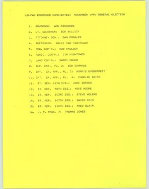 Primary view of object titled '[LGPAC 1990 endorsed candidates]'.