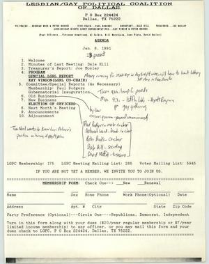 Primary view of object titled '[LGPC meeting agenda, January 8, 1991]'.
