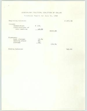 Primary view of object titled '[LGPC financial report, July 31, 1988]'.