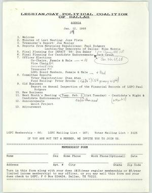 Primary view of object titled '[LGPC meeting agenda, January 12, 1988]'.