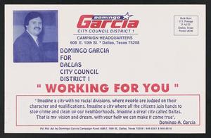 Primary view of object titled '[Domingo Garcia push card]'.