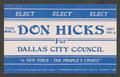 Text: [Don Hicks political advertisement card]