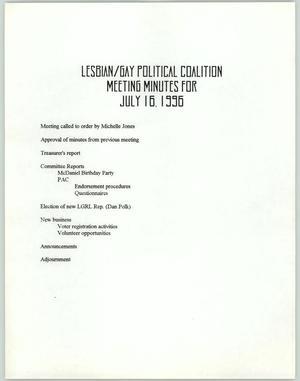 Primary view of object titled '[LGPC meeting minutes, July 16, 1996]'.