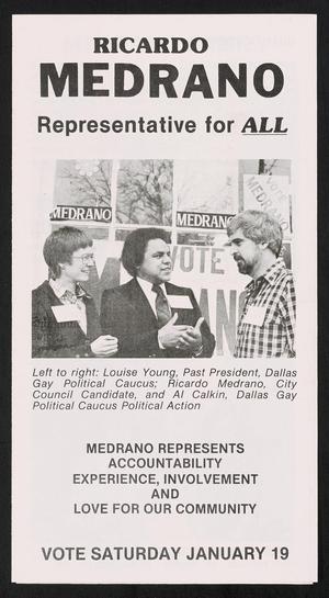 Primary view of object titled '[Ricardo Medrano political pamphlet]'.