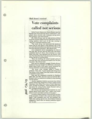 Primary view of object titled '[Clipping: Vote complaints called not serious]'.