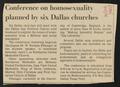 Clipping: [Clipping: Conference on homosexual planned by six Dallas churches]