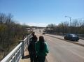 Photograph: [Students walking down Edmund Pettus Bridge]