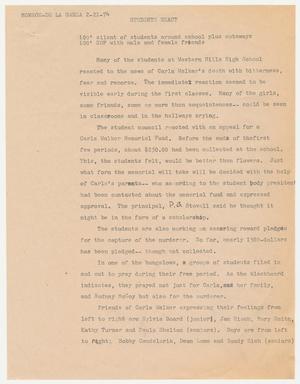 Primary view of object titled '[News Script: Students React to Walker's Death]'.