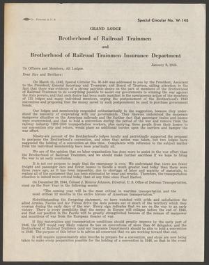 Primary view of object titled 'Brotherhood of Railroad Trainmen Insurance Department'.