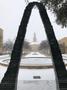 Photograph: [Snow day on University of North Texas (UNT) view of the Hurley Admin…