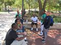Thumbnail image of item number 1 in: '[Young men in UNT Library Mall 2]'.