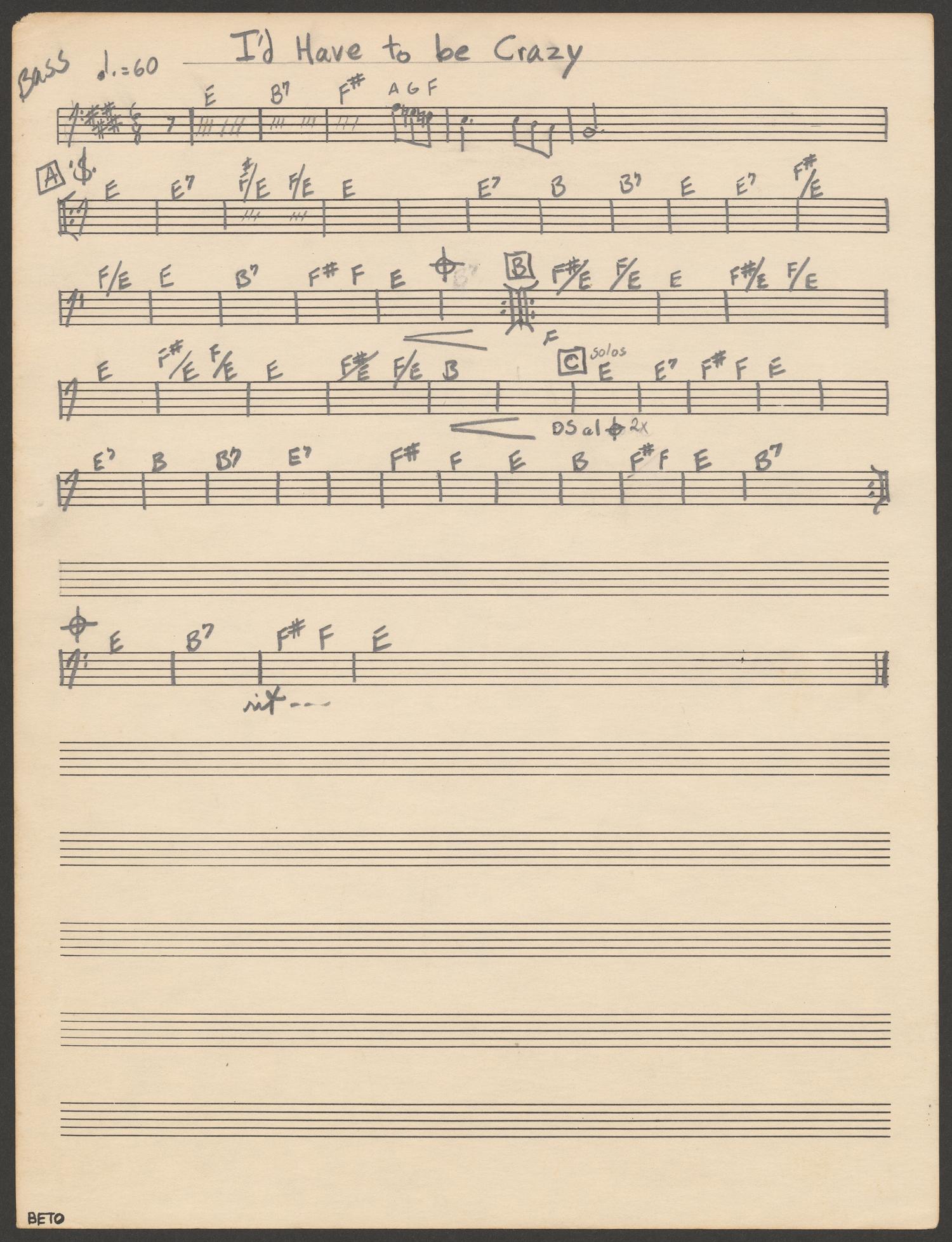 [Original "I'd Have To Be Crazy" sheet music]
                                                
                                                    [Sequence #]: 1 of 18
                                                