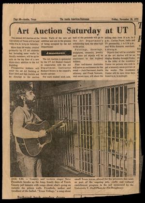 Primary view of object titled '[Clipping: Art Auction Saturday at UT]'.