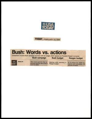 Primary view of object titled '[Clipping: Bush: words vs. actions]'.
