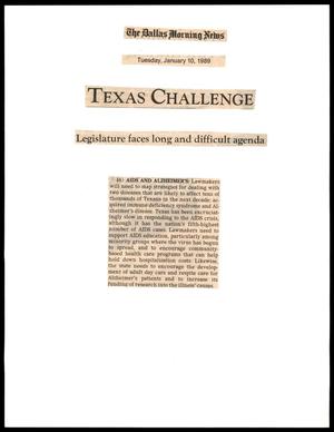 Primary view of object titled '[Clipping: Texas challenge]'.