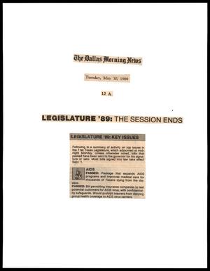 Primary view of object titled '[Clipping: Legislature '89: the session ends]'.