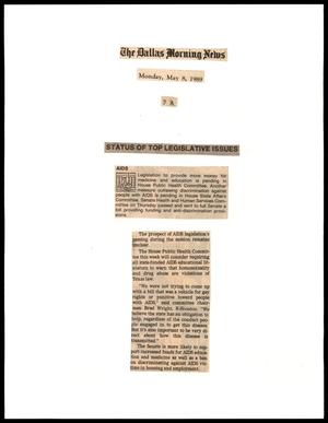 Primary view of object titled '[Clipping: Status of top legislative issues]'.
