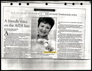 Primary view of object titled '[Clipping: A friendly voice on the AIDS line]'.