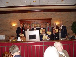 Primary view of [TXSSAR members hold certificates at Dallas Chapter 75th Anniversary event]