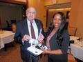 Photograph: [Shareefah Mason with TXSSAR member at Dallas chapter meeting]