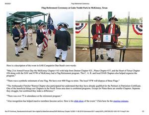 Primary view of object titled 'Flag Retirement Ceremony at Gabe Nesbit Park in McKinney, Texas'.