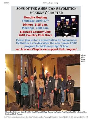 Primary view of object titled '[TXSSAR McKinney Chapter monthly meeting: April 17, 2014]'.