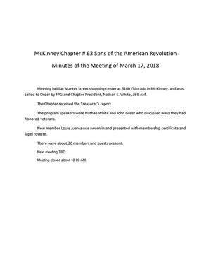 Primary view of object titled '[TXSSAR McKinney Chapter #63 meeting minutes: March 17, 2018]'.