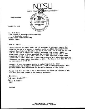Primary view of object titled '[Letter from James R. Miller to D. Jack Davis, April 19, 1988]'.