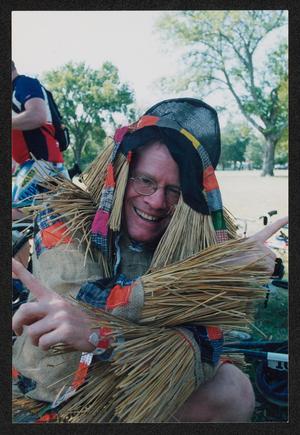 Primary view of object titled '[Volunteer dressed as a scarecrow: Lone Star Ride 2002 event photo]'.