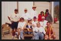Primary view of [Pit stop group smiling into direct sun: Lone Star Ride 2001 event photo]