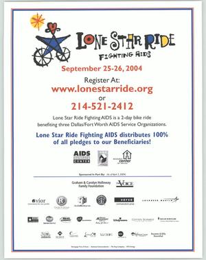 Primary view of object titled '[Lone Star Ride 2004 information flyer]'.