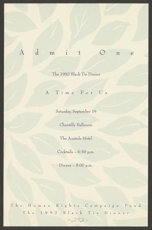 Primary view of object titled '[A ticket to the Black Tie Dinner]'.