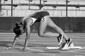 Photograph: [Women's competitor #3 in set position]