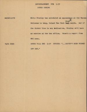 Primary view of object titled '[News Script: Entertainment]'.