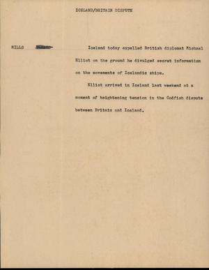 Primary view of object titled '[News Script: Iceland/Britain Dispute]'.