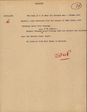 Primary view of object titled '[News Script: Drowning]'.