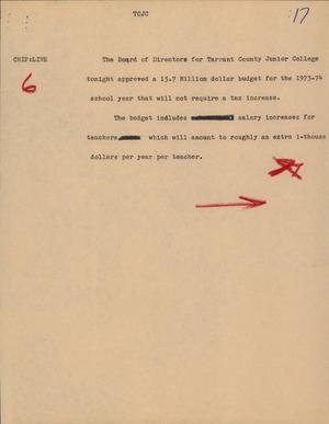 Primary view of object titled '[News Script: TCJC]'.