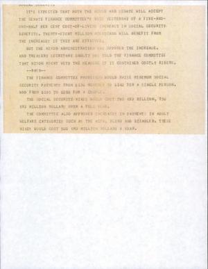 Primary view of object titled '[News Script: Social securities]'.