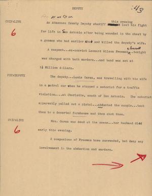 Primary view of object titled '[News Script: Deputy]'.