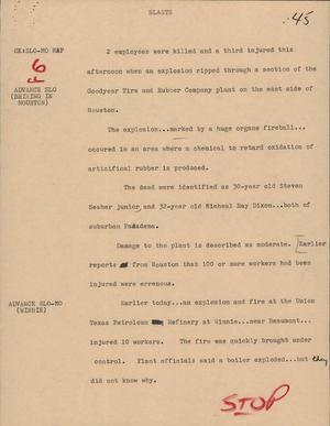 Primary view of object titled '[News Script: Blasts]'.