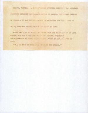 Primary view of object titled '[News Script: An Argentine Airlines]'.