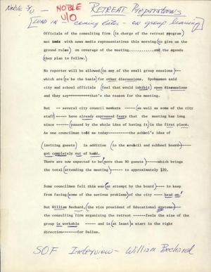 Primary view of object titled '[News Script: Retreat Preparations]'.