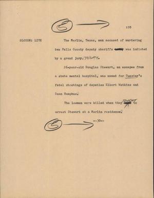 Primary view of object titled '[News Script: Shootings]'.