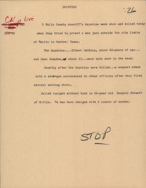 Primary view of object titled '[News Script: Deputies]'.