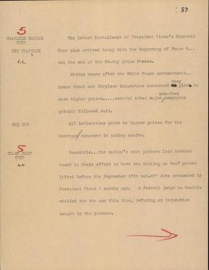 Primary view of object titled '[News Script: Economic Game Plan]'.