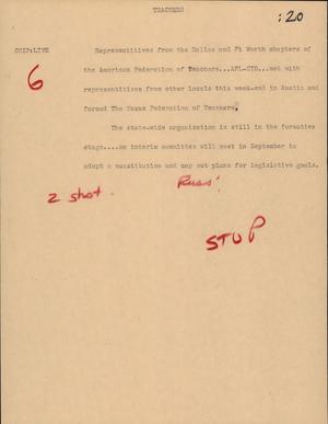 Primary view of object titled '[News Script: Teachers]'.