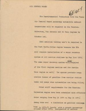 Primary view of object titled '[News Script: Air Control Board]'.