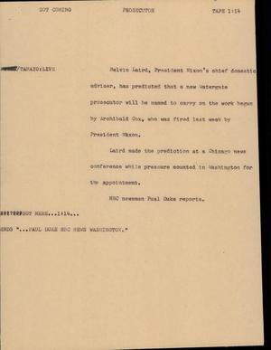Primary view of object titled '[News Script: Prosecutor]'.