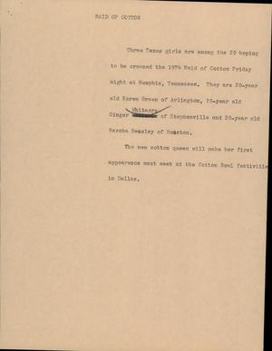 Primary view of object titled '[News Script: Maid of Cotton]'.