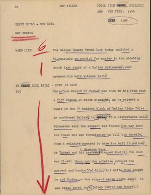 Primary view of object titled '[News Script: Cop Killer]'.